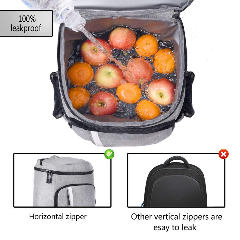 FORICH Backpack Cooler Leakproof Insulated Waterproof Backpack Cooler Bag, Lightweight Soft Beach Cooler Backpack for Men Women to Work Picnics Camping Hiking, 30 Cans(Grey) - Image 2